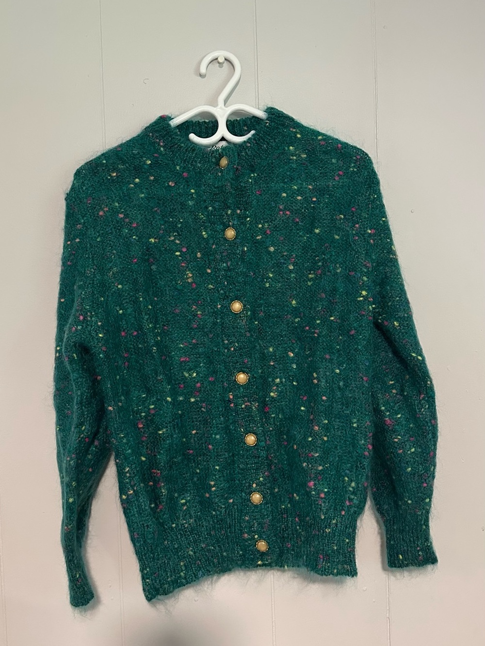 Green Speckled Button-Up Women’s Sweater